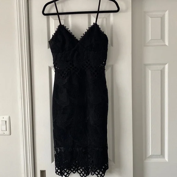 aqua black lace dress AQUA Black Lace Dress Small